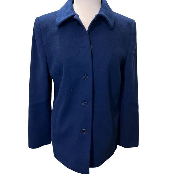Talbots Navy blue Jacket Wool/Silk & Angora  Made in Italy size 10 - Picture 3 of 11